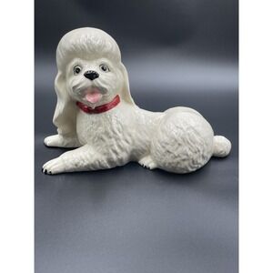 Vintage 1980s Ceramic Poodle Figurine‎ Signed
